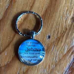 Inspirational Keychain with Blue and Silver Accents